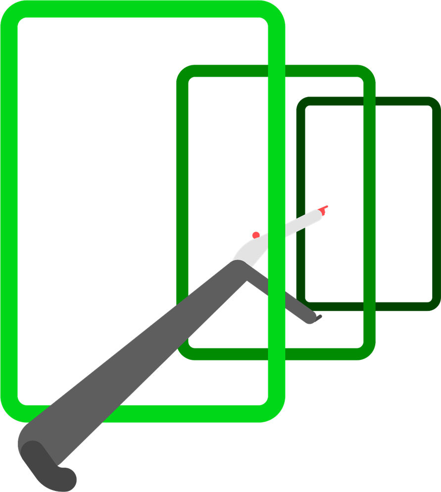 Illustration de Sage. Une personne traverse les rectangles en dégradé de vert.