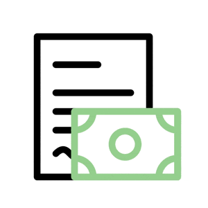 Une animation d'un document avec plusieurs billets au premier plan.
