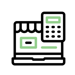 Une animation d'un commerce avec une calculatrice.