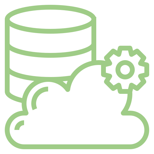 Un pictogramme avec en fond un serveur et devant un nuage représentant le cloud.