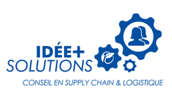 Logo d'Idée+ Solutions, le logo est en bleu et représente deux rouages sur la droite avec le texte "Idée+ Solutions sur la gauche"