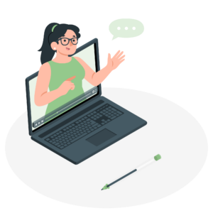 Visuel montrant une femme présentant un webinar.