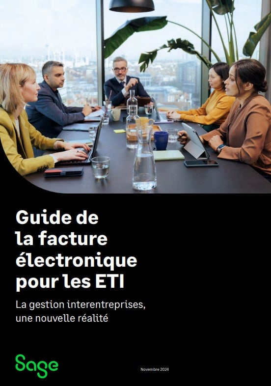 Couverture du "guide de la facture électronique pour les ETI" de notre guide en téléchargement sur notre site internet.