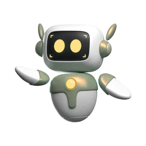 Robot qui salue d'une main. Il illustre Sage Copilot, directement intégrée à Sage X3.