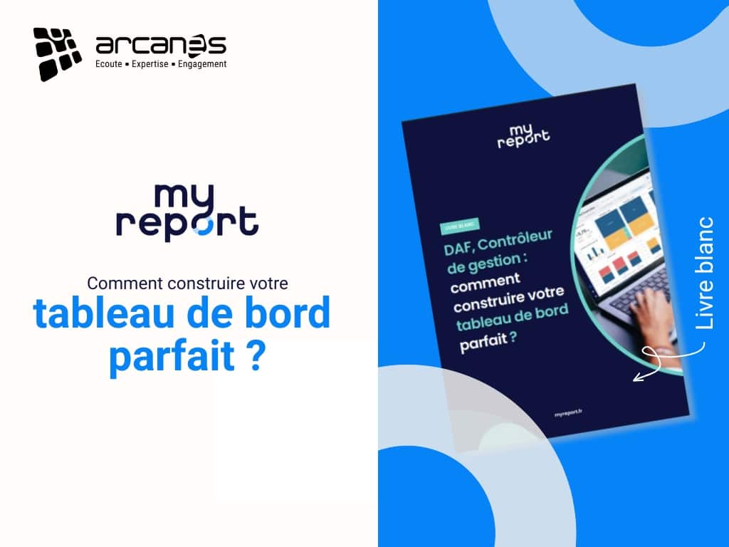 Illustration pour promouvoir le livre blanc MyReport sur la construction du tableau de bord parfait